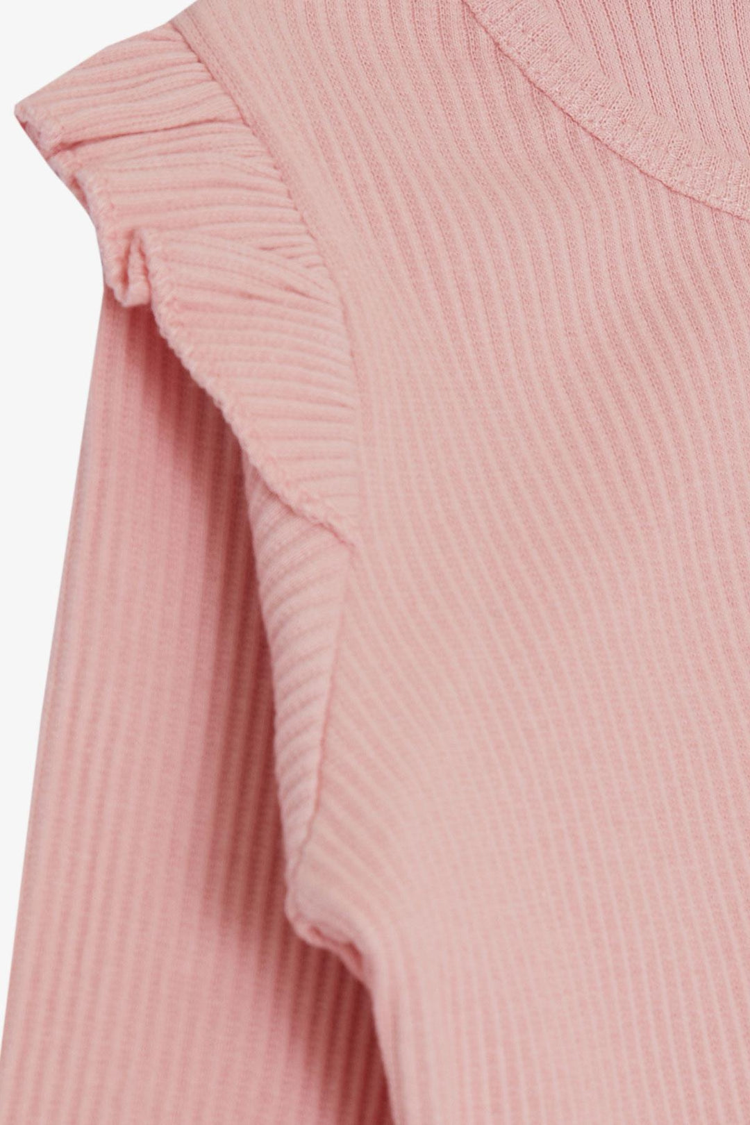 BRE Breeze Girl Child Long Sleeve T-Shirt with Happy Bear Accessory Ruffled Shoulder 2-6 Years, Salmon - Bozeman