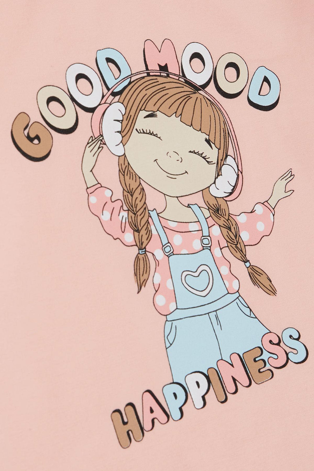 BRE Breeze Girl Child Long Sleeve T-Shirt Happy Girl Listening to Music Printed 3-8 Years, Salmon - Bundaberg