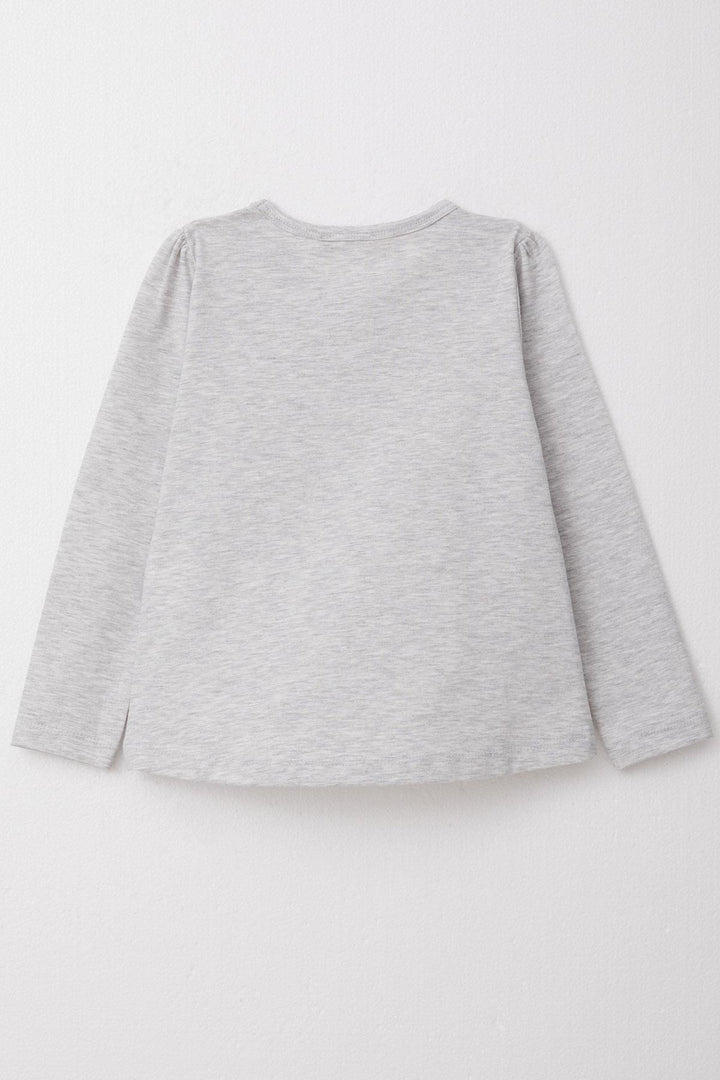 BRE Breeze Girl Child Long Sleeve T-Shirt Cheerful Girl Printed 2-6 Years, Light Grey Melange - Dartford