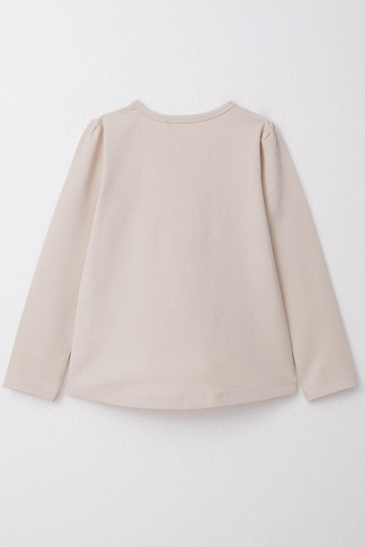 BRE Breeze Girl Child Long Sleeve T-Shirt Cheerful Girl Printed 2-6 Years, Beige - Tepeapulco