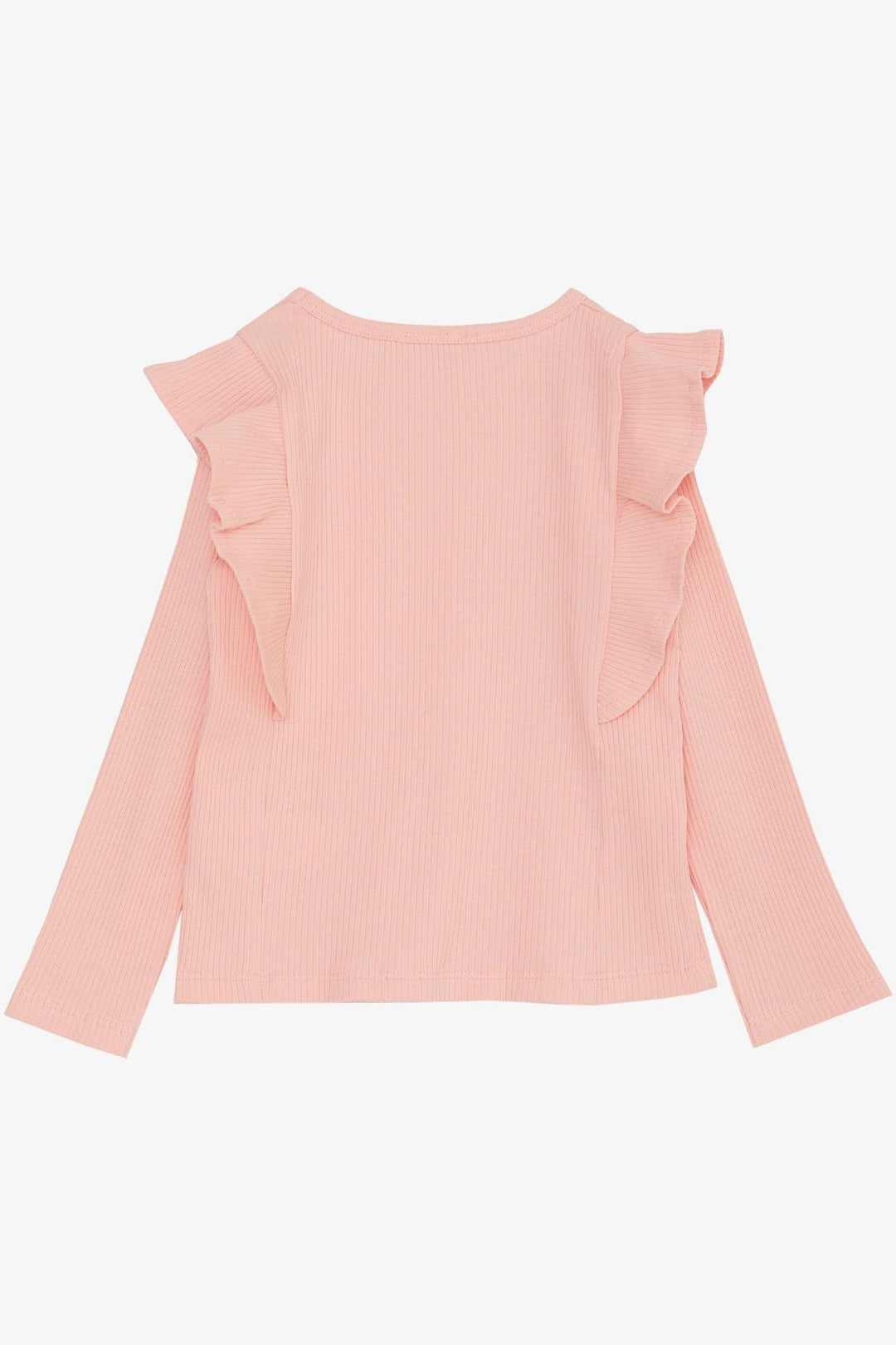 BRE Breeze Girl Child Long Sleeve T-Shirt with Ruffle Shoulder 3-7 Years, Salmon - Saint-Nazaire