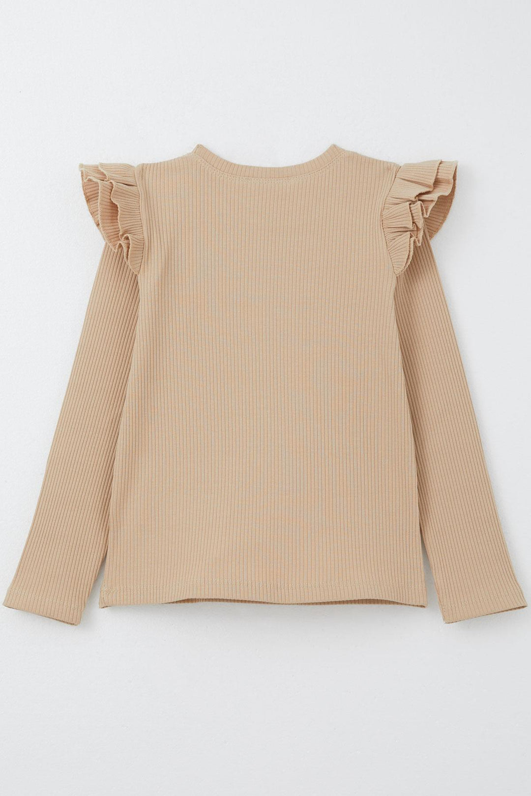 BRE Breeze Girl Child Long Sleeve T-Shirt with Frilly Shoulders 50 Years, Dark Beige - Winter Garden