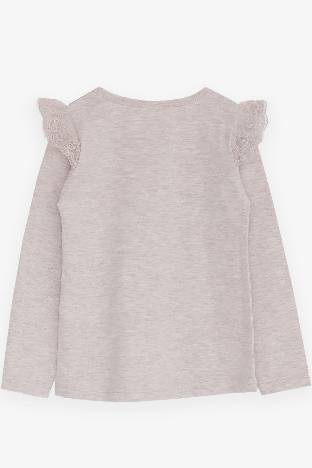 BRE Breeze Girl Child Long Sleeve T-Shirt with Lace Shoulder 4-9 Years, Beige Melange - Colomiers