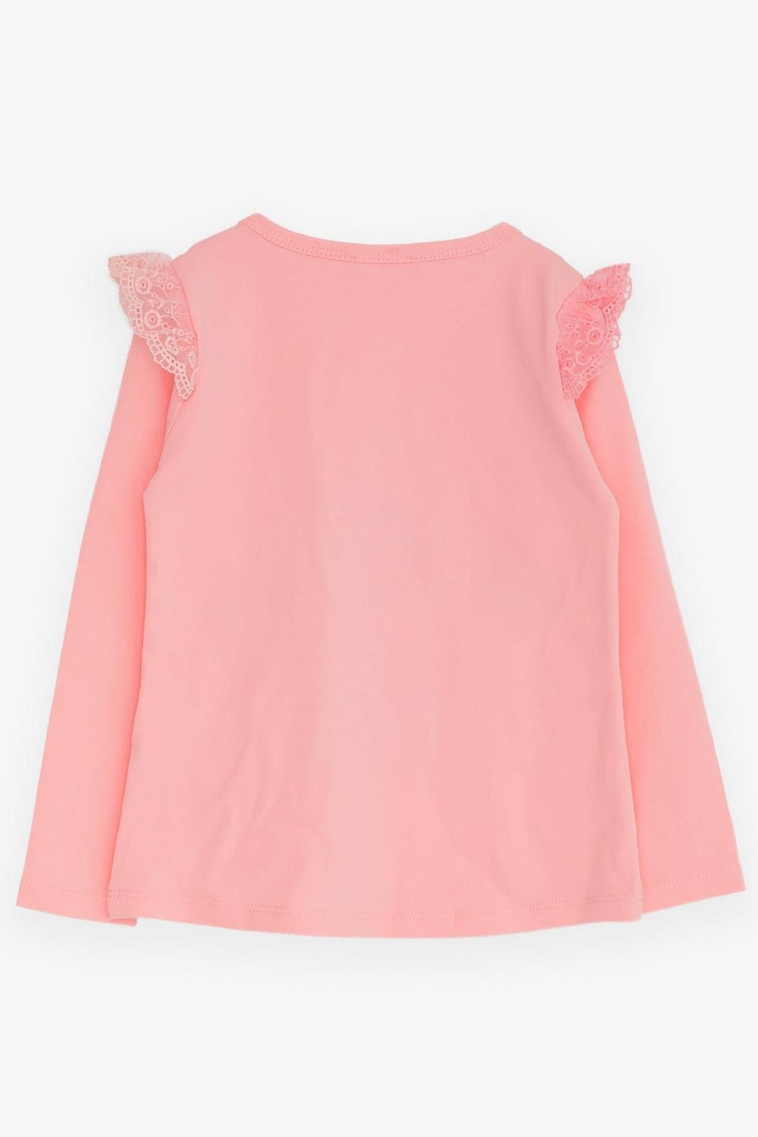 BRE Breeze Girl Child Long Sleeve T-Shirt with Lace Shoulder 4-9 Years, Pink - Hicksville