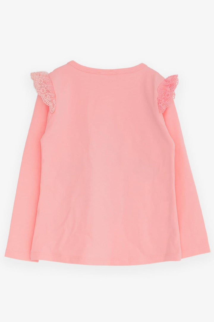 BRE Breeze Girl Child Long Sleeve T-Shirt with Lace Shoulder 4-9 Years, Pink - Hicksville