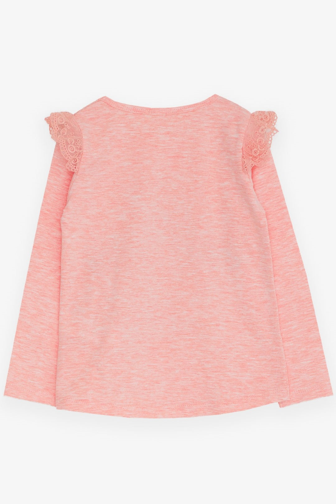 BRE Breeze Girl Child Long Sleeve T-Shirt with Lace Shoulder 4-9 Years, Salmon Melange - Titusville