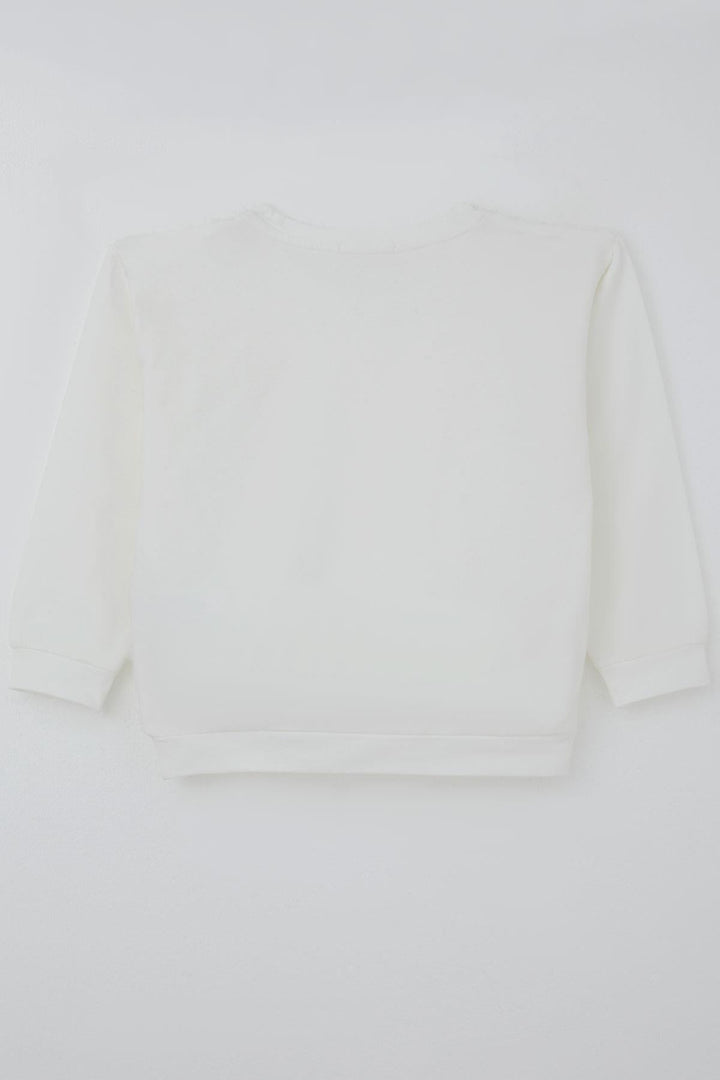BRE Breeze Girl Child Long Sleeve T-Shirt with Organza Embossed Rose Detail 62 Years, Ecru - Monroe