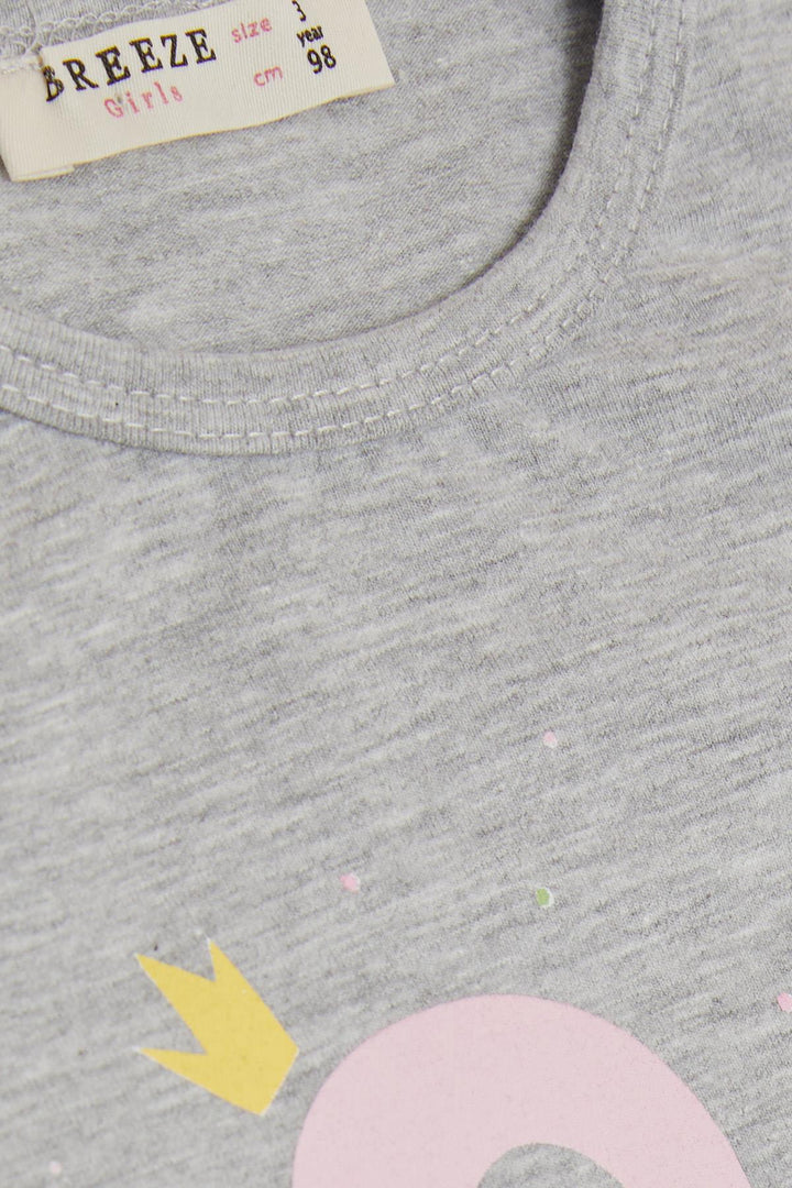 BRE Breeze Girl Child Long Sleeve T-Shirt Princess Swan Printed Sequined 2-6 Years, Grey Melange - Carrollton
