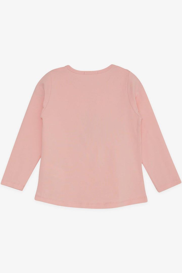 BRE Breeze Girl Child Long Sleeve T-Shirt Sequined Heart Printed 2-6 Years, Salmon - Fano
