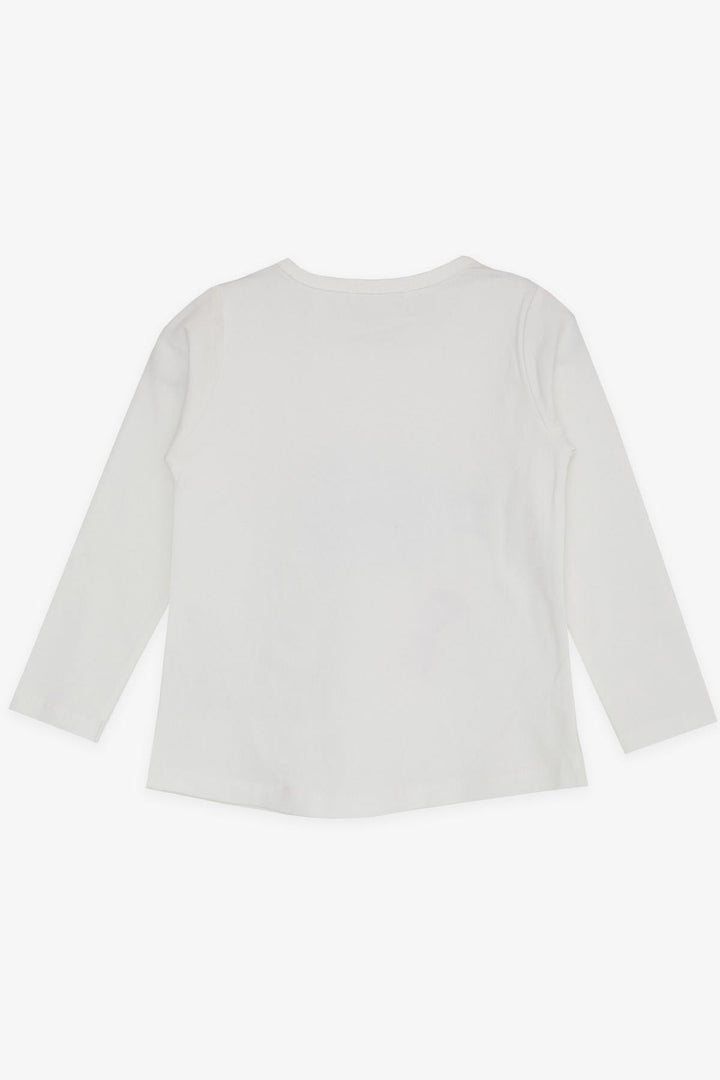 BRE Breeze Girl Child Long Sleeve T-Shirt with Sequined Heart Print, 2-6 Years, Ecru - St. Johns
