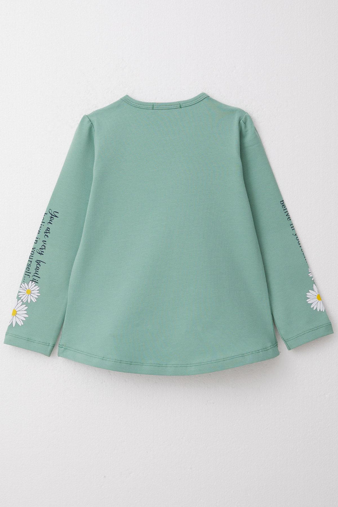 BRE Breeze Girl Child Long Sleeve T-Shirt Colorful Printed with Flower Pattern 3-8 Years, Mint Green - Uriangato