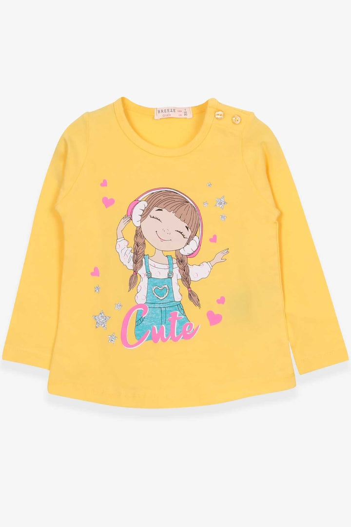 BRE Breeze Girl Child Long Sleeve T-Shirt Cute Girl Printed 1-4 Years, Yellow - Niagara Falls