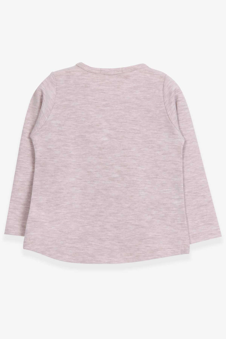 BRE Breeze Girl Child Long Sleeve T-Shirt Cute Girl Printed 1-4 Years, Beige Melange - Annemasse