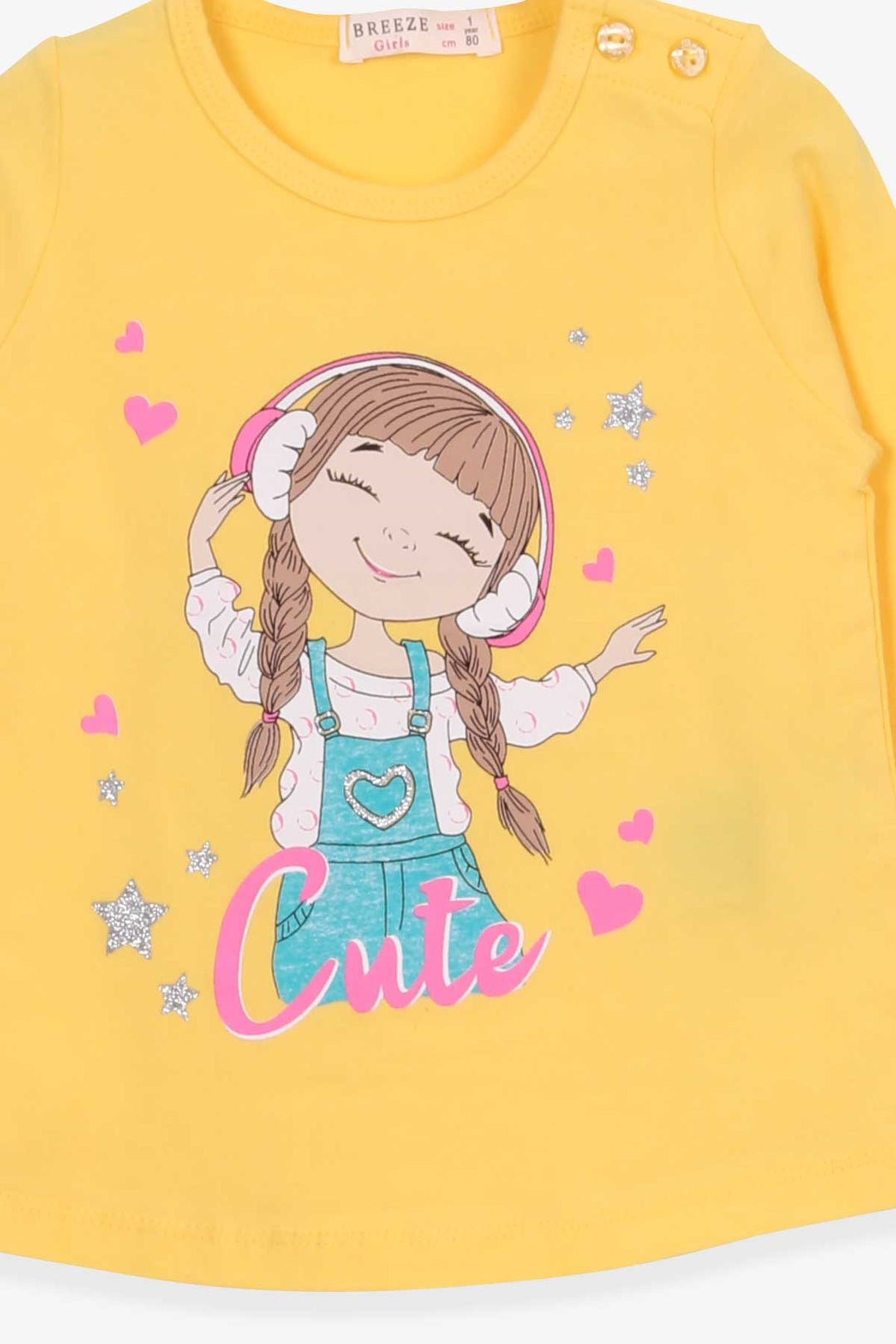 BRE Breeze Girl Child Long Sleeve T-Shirt Cute Girl Printed 1-4 Years, Yellow - Niagara Falls