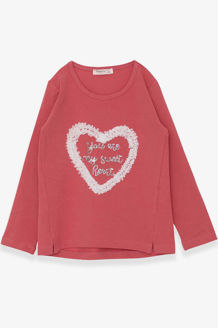 BRE Breeze Girl Child Long Sleeve T-Shirt with Glitter Heart Print 50 Years, Rose Pink - Igualada