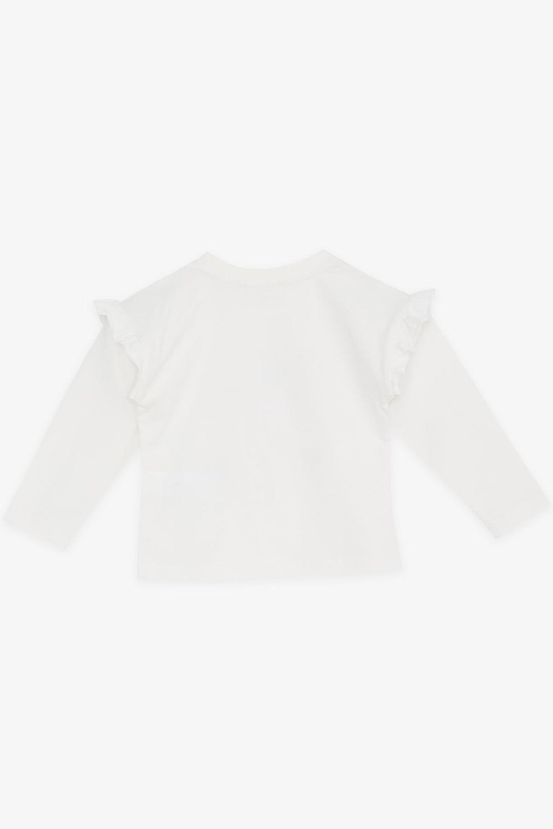 BRE Breeze Girl Child Long Sleeve T-Shirt with Glitter Heart Print Ruffled 1-4 Years, Ecru - Heroica Nogales