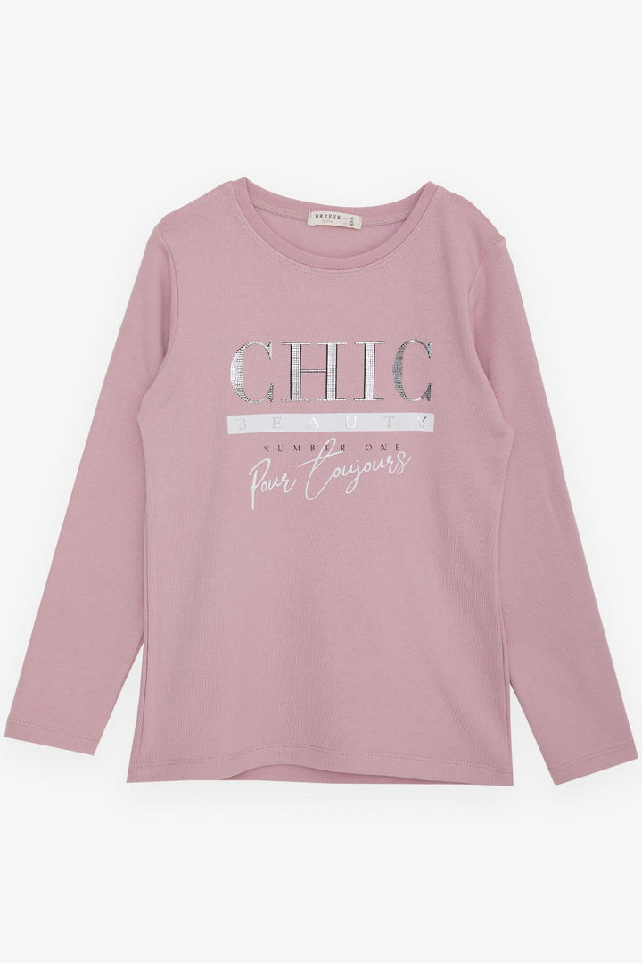 BRE Breeze Girl Child Long Sleeve T-Shirt with Glittery Printed Text 94 Years, Rose Pink - Kingston upon Thames