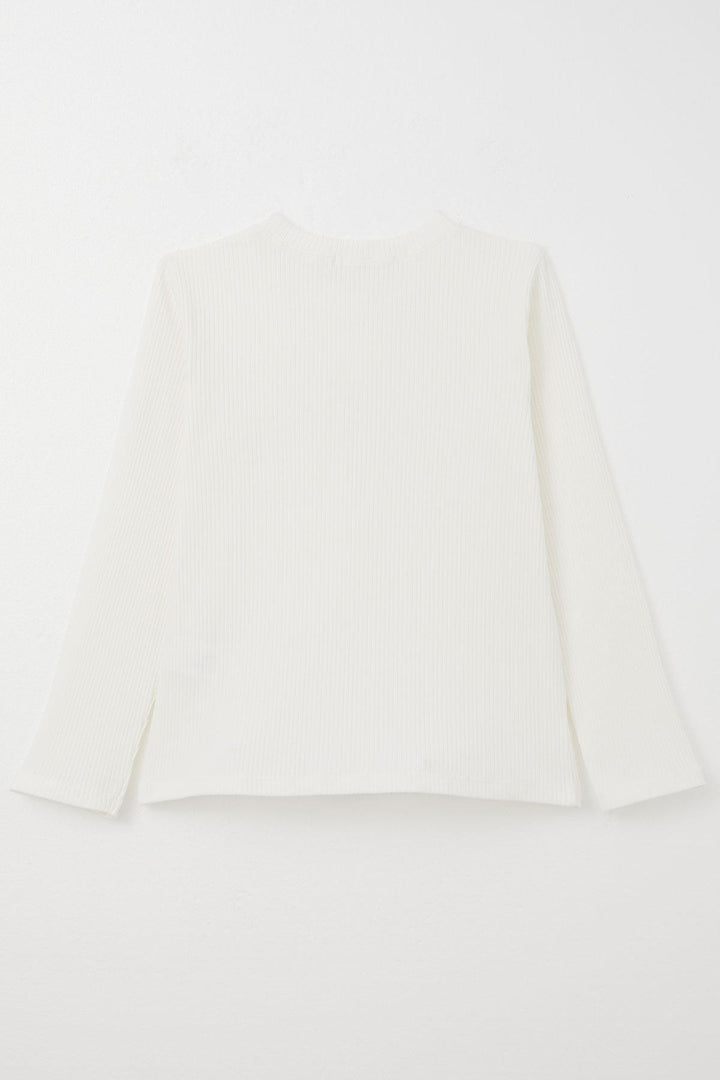 BRE Breeze Girl Child Long Sleeve T-Shirt Tulle Bow Embroidered Sequined 94 Years, Ecru - Alkmaar