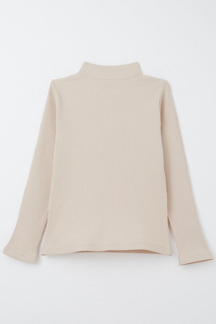 BRE Breeze Girl Child Long Sleeve T-shirt Tulle Bow Embroidered 84 Years, Beige - Villanueva y Geltrú