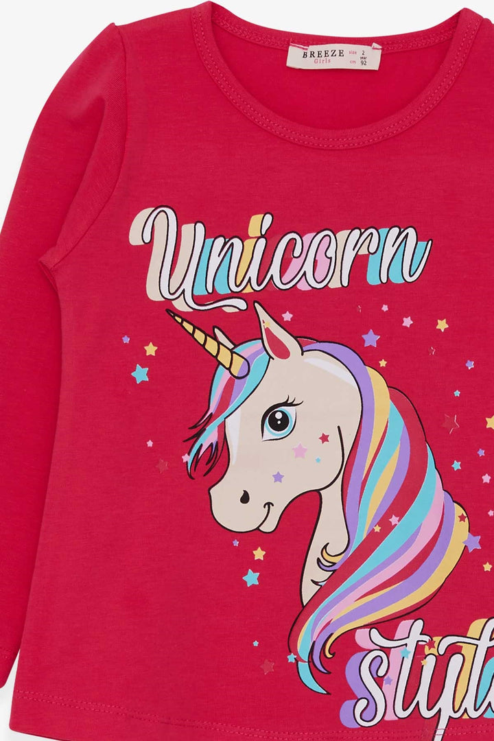 BRE Breeze Girl Child Long Sleeve T-Shirt Unicorn 2-6 Years, Fuchsia - Bettendorf