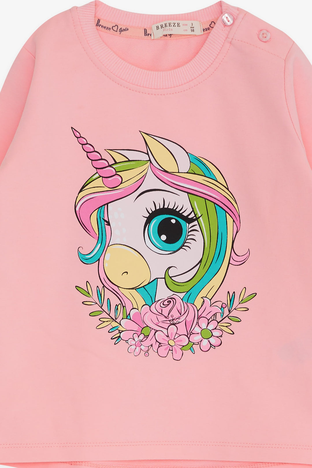 BRE Breeze Girl Child Long Sleeve T-Shirt Unicorn Printed 1.5-5 Years, Pink - Monza