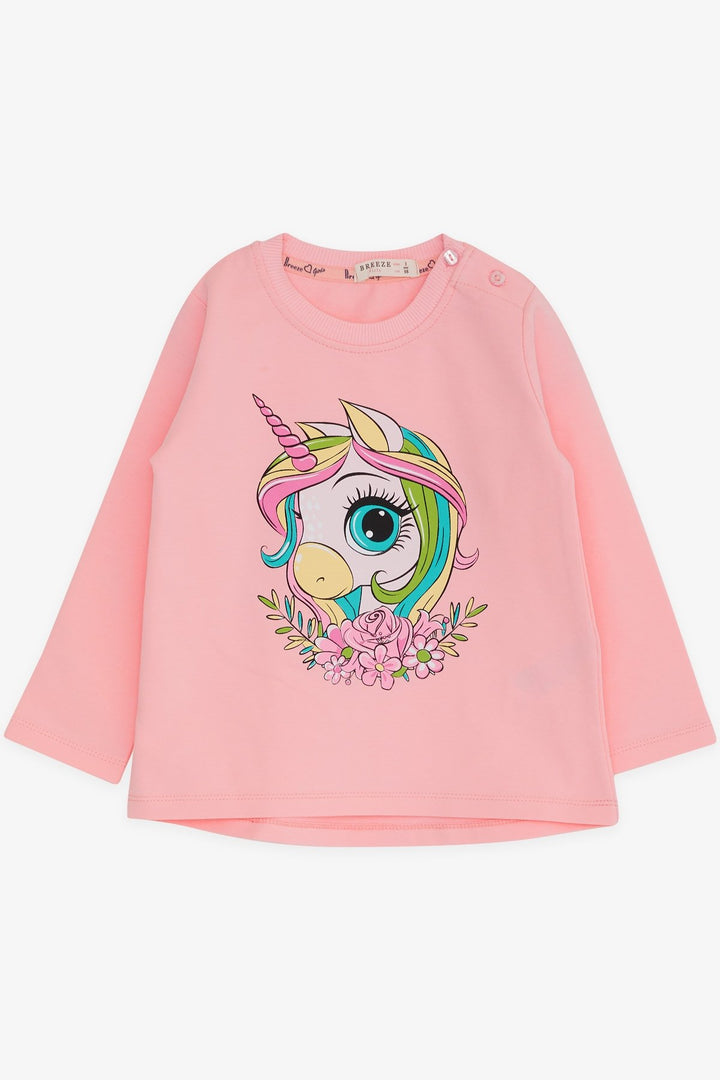 BRE Breeze Girl Child Long Sleeve T-Shirt Unicorn Printed 1.5-5 Years, Pink - Monza
