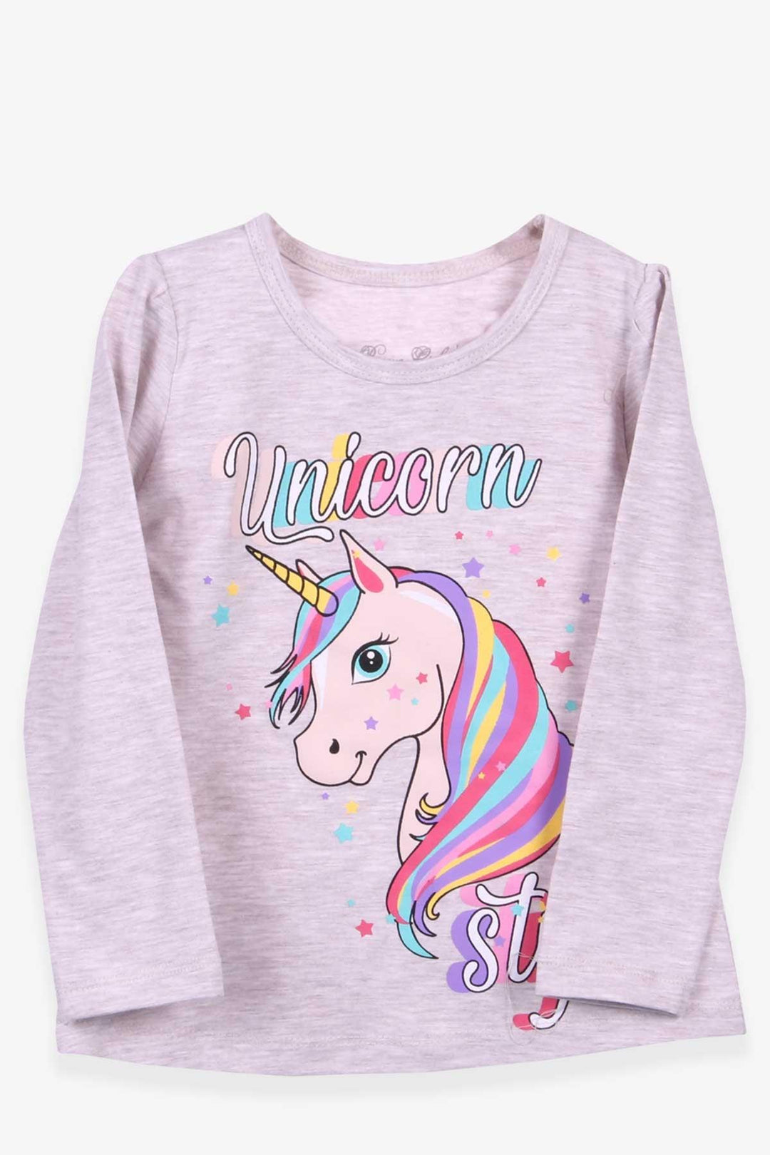 BRE Breeze Girl Child Long Sleeve T-Shirt Unicorn 2-6 Years, Beige Melange - Chino