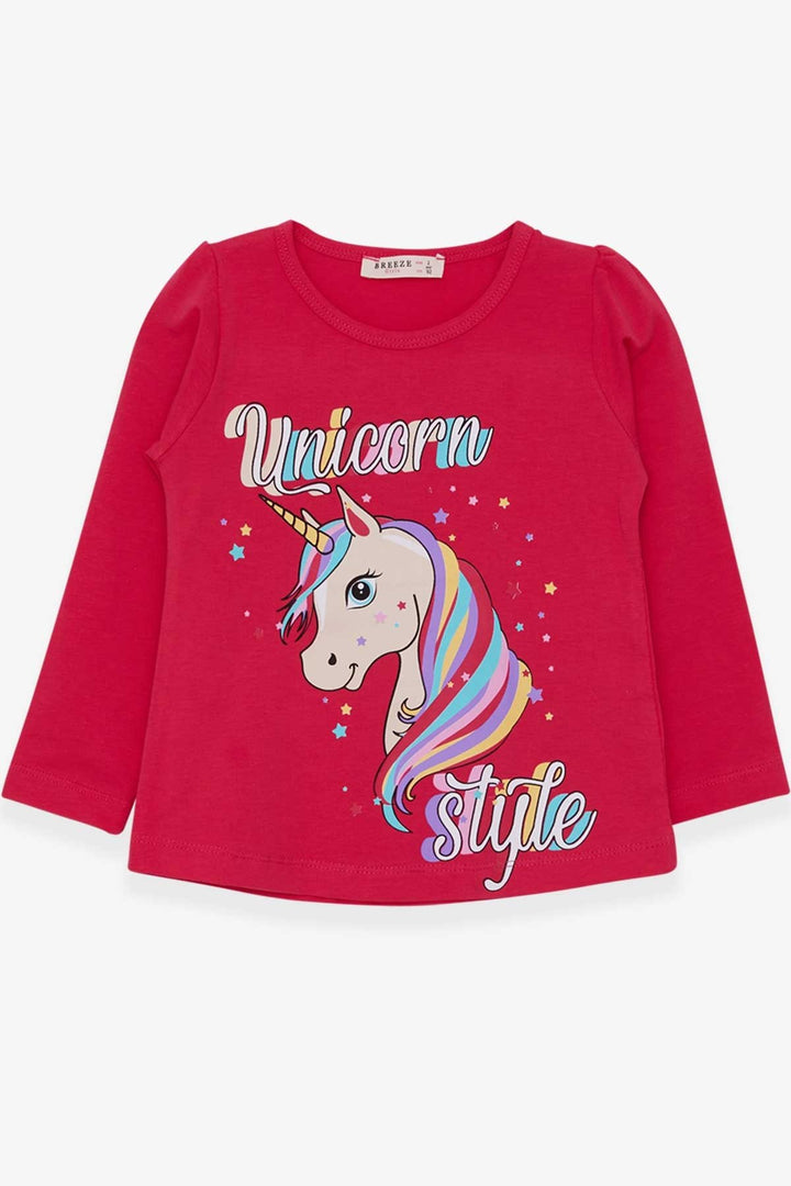 BRE Breeze Girl Child Long Sleeve T-Shirt Unicorn 2-6 Years, Fuchsia - Bettendorf