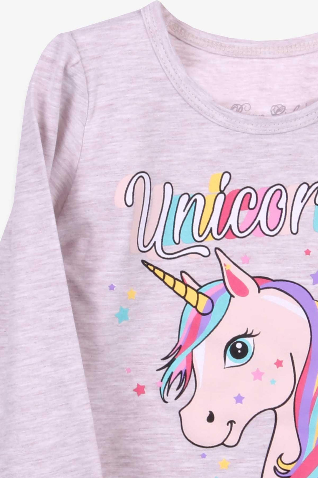 BRE Breeze Girl Child Long Sleeve T-Shirt Unicorn 2-6 Years, Beige Melange - Chino
