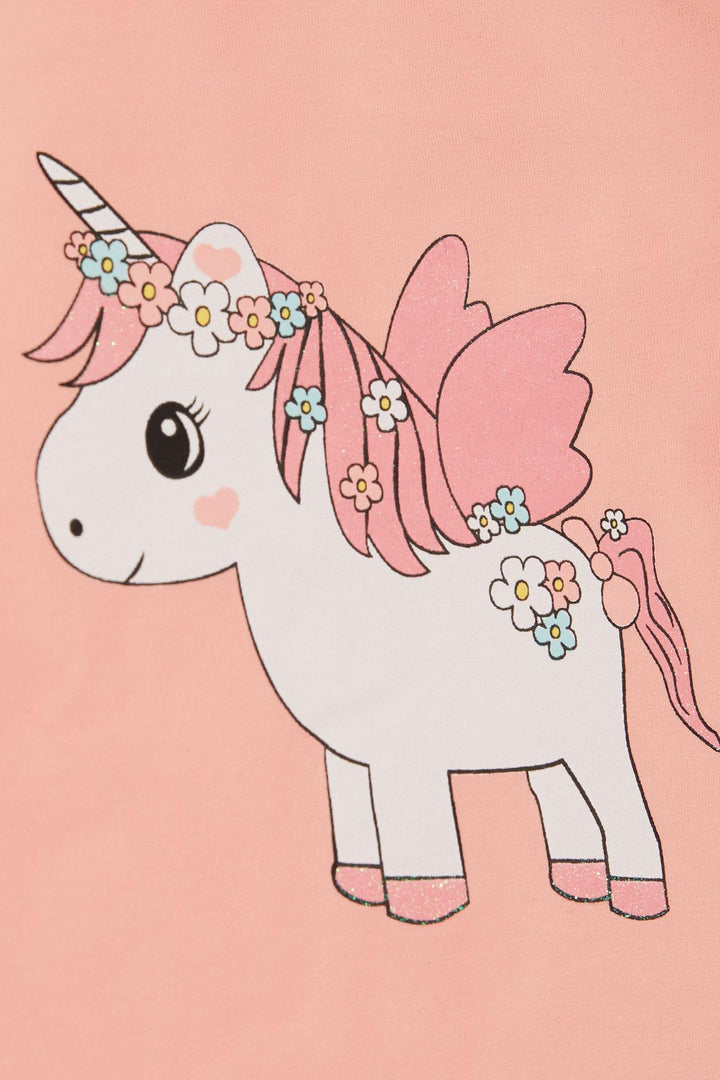 BRE Breeze Girl Child Long Sleeve T-Shirt Unicorn Printed 1-4 Years, Salmon - Idaho Falls