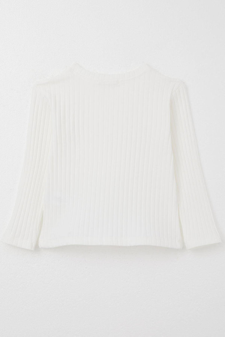 BRE Breeze Girl Child Long Sleeve T-Shirt with Frilly Collar Armalı 3-8 Years, Ecru - Bilhorod-Dnistrovskyi