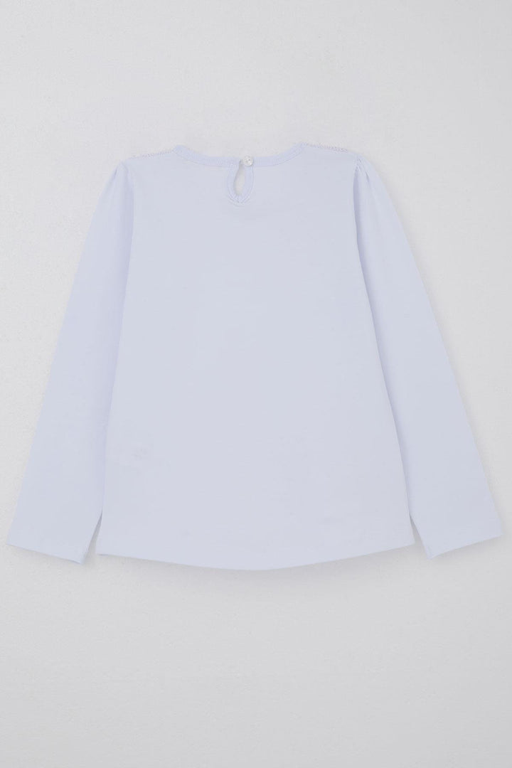 BRE Breeze Girl Child Long Sleeve T-shirt with Lace Detail on Collar Part 84 Years, Off-White - Slidell