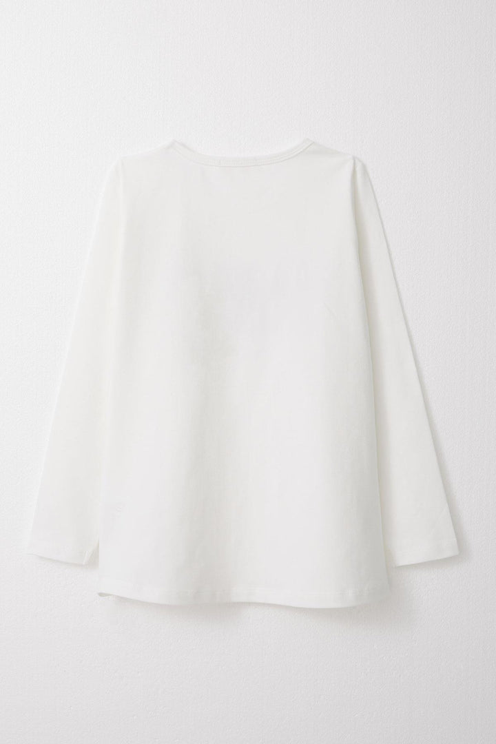 BRE Breeze Girl Child Long Sleeve T-Shirt Printed with Stones 94 Years, Ecru - Ahaus