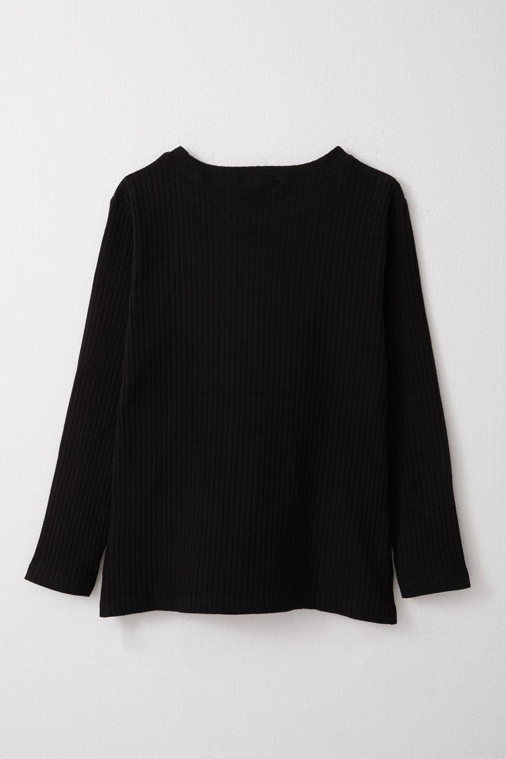 BRE Breeze Girl Child Long Sleeve T-Shirt with Embroidered Writing, 62 Years, Black - Pembroke Pines