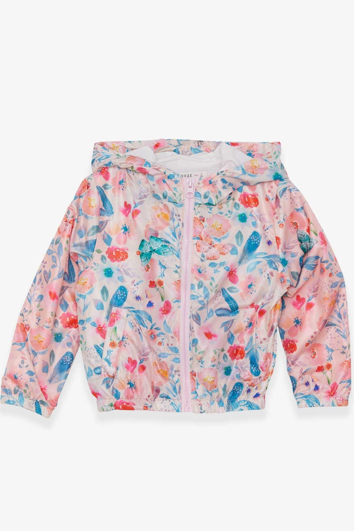 BRE Breeze Girl Child Raincoat Flower Patterned 1-6 Years, Powder - Chilón