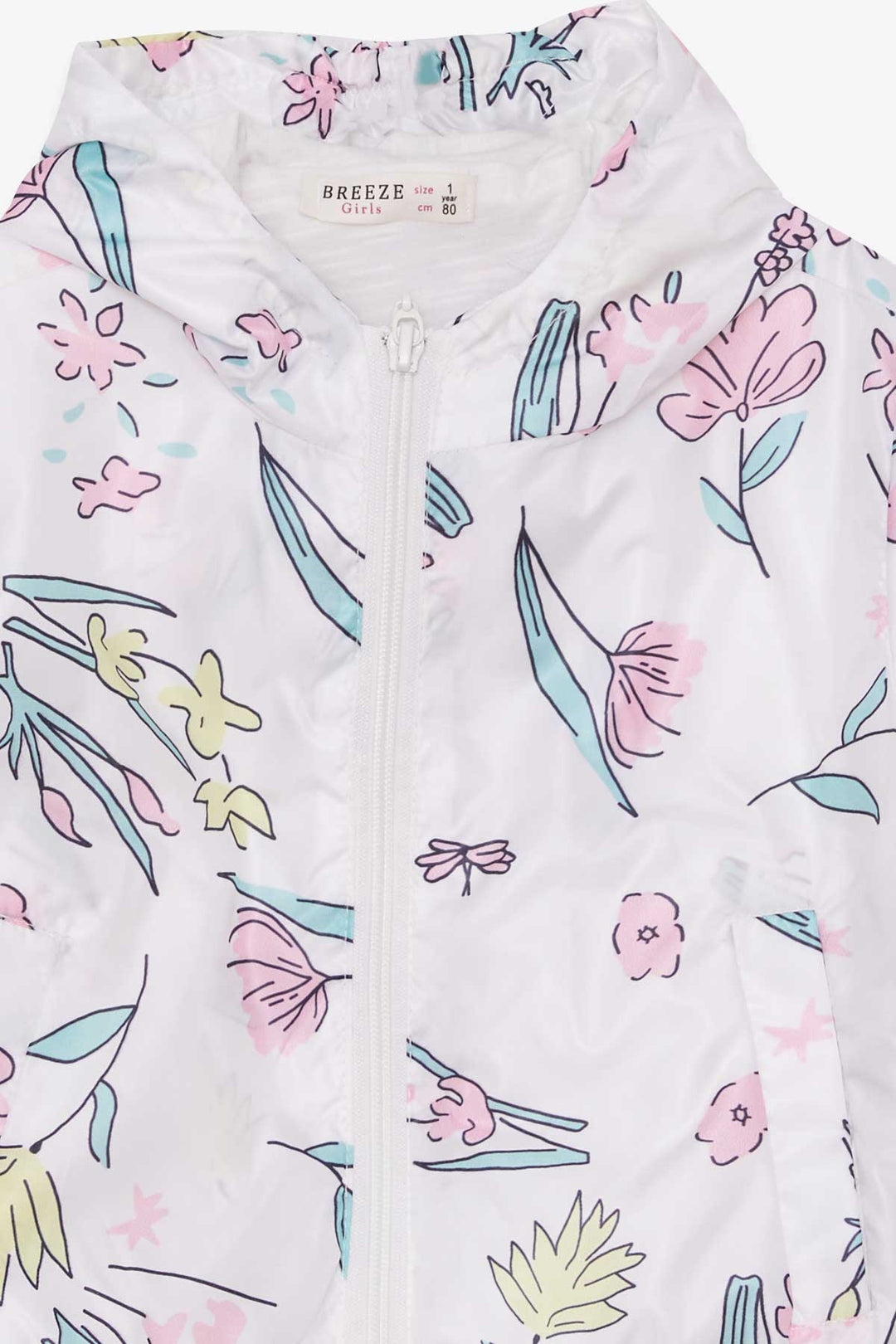 BRE Breeze Girl Child Raincoat Flower Patterned 1-6 Years, White - Ravensburg