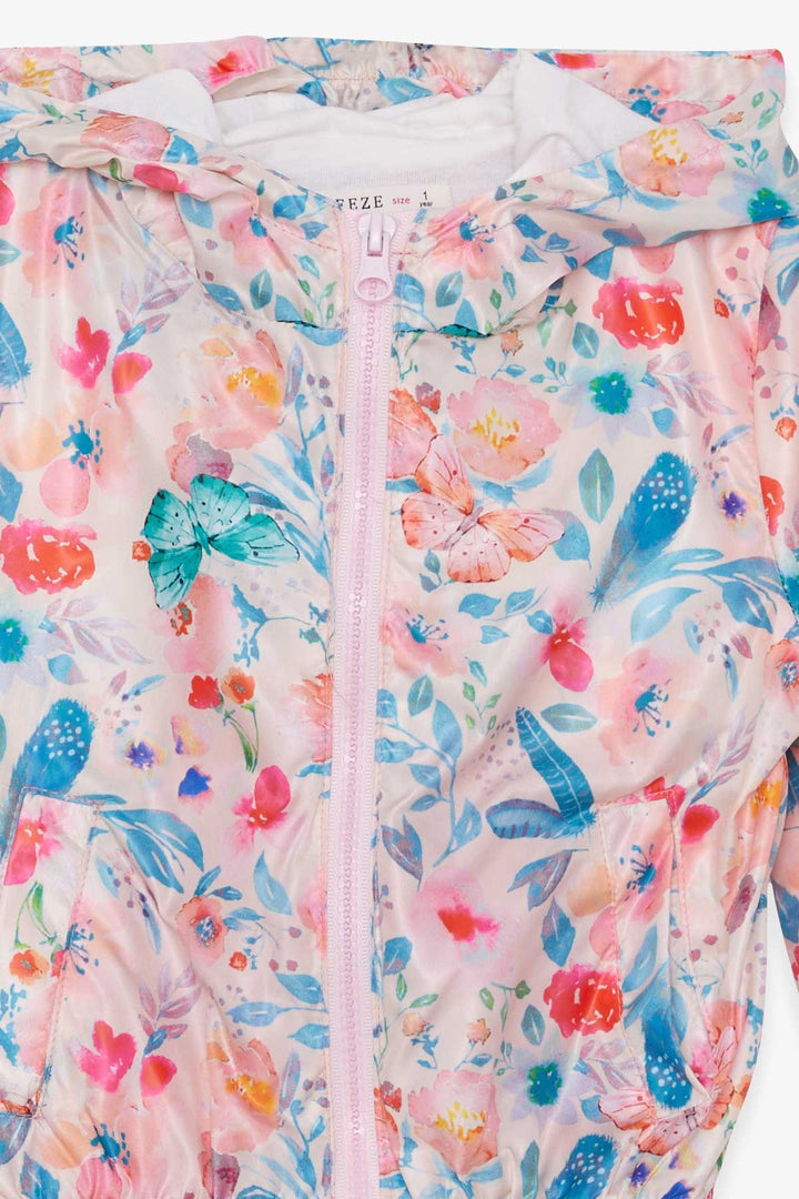 BRE Breeze Girl Child Raincoat Flower Patterned 1-6 Years, Powder - Chilón