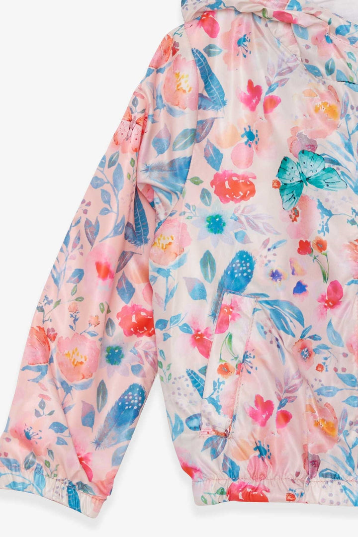 BRE Breeze Girl Child Raincoat Flower Patterned 1-6 Years, Powder - Chilón