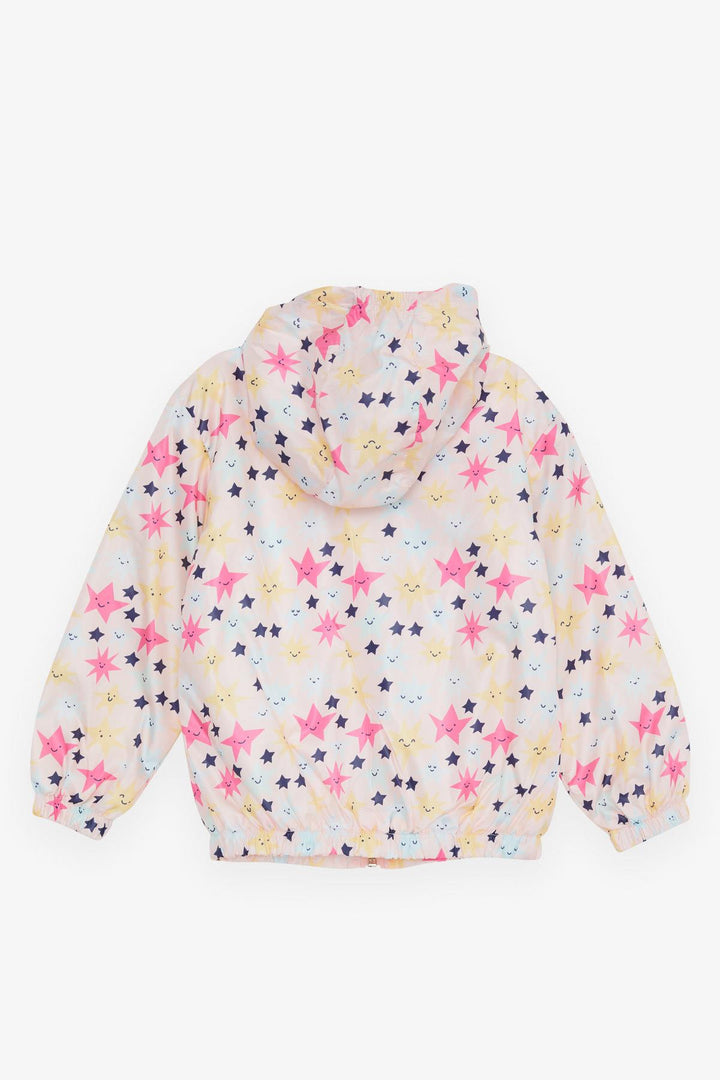 BRE Breeze Girl Child Raincoat Smiling Face Star Patterned 1-5 Years, Salmon - Wattrelos