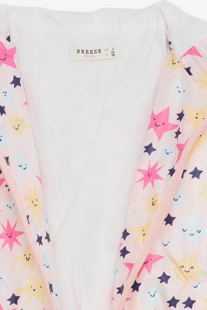 BRE Breeze Girl Child Raincoat Smiling Face Star Patterned 1-5 Years, Salmon - Wattrelos