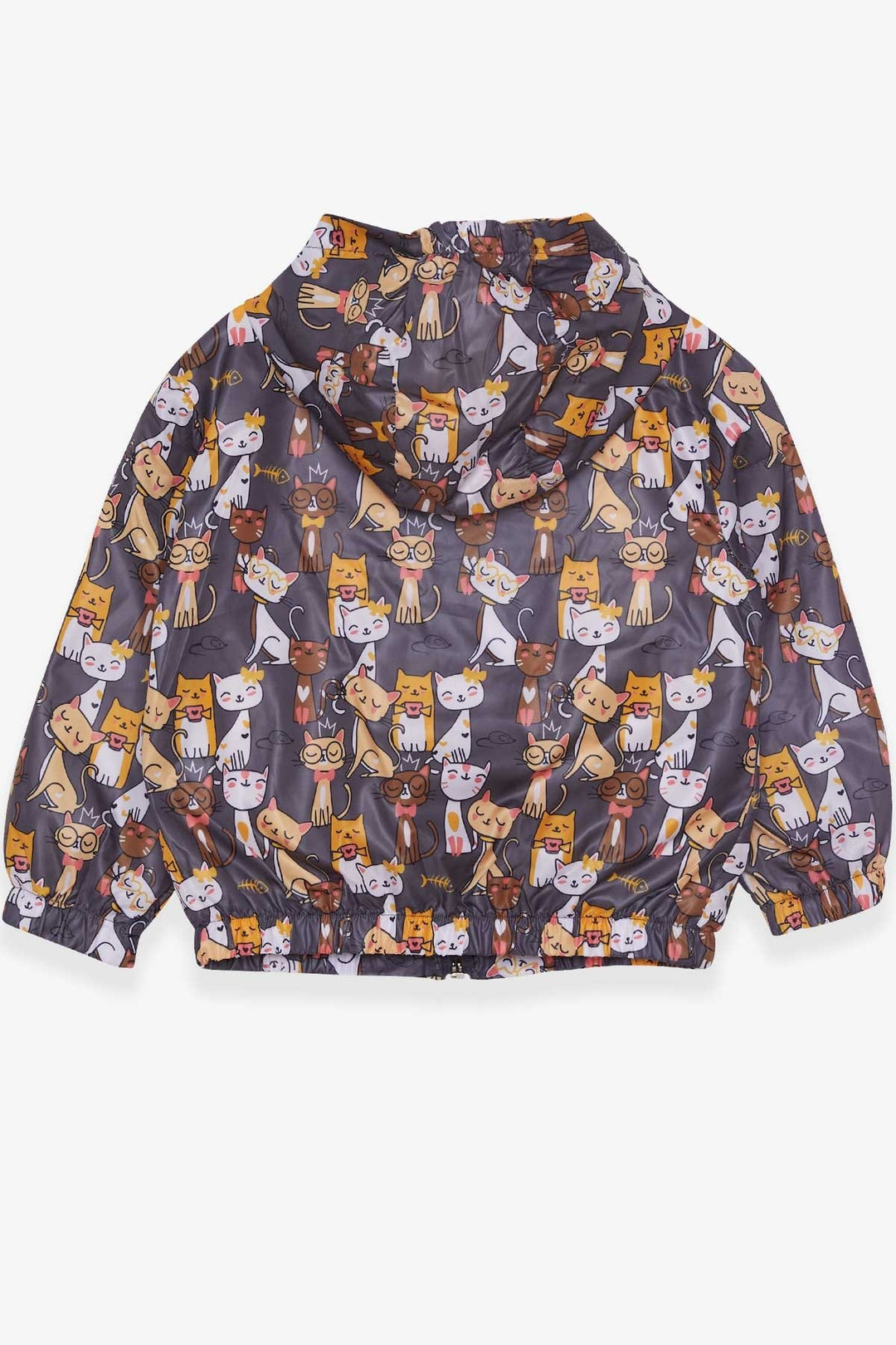 BRE Breeze Girl Child Raincoat with Kitty Pattern, 1-6 Years, Smoke Gray - San José del Rincón Centro