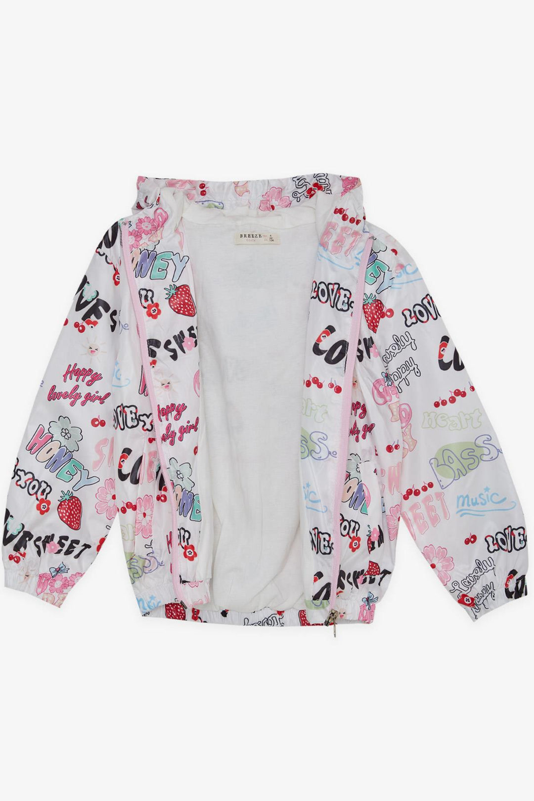 BRE Breeze Girl Child Raincoat Fruit Party Themed Summer Patterned 1-5 Years, White - Washington