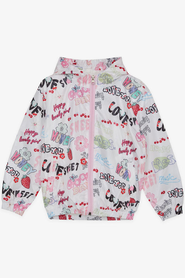 BRE Breeze Girl Child Raincoat Fruit Party Themed Summer Patterned 1-5 Years, White - Washington