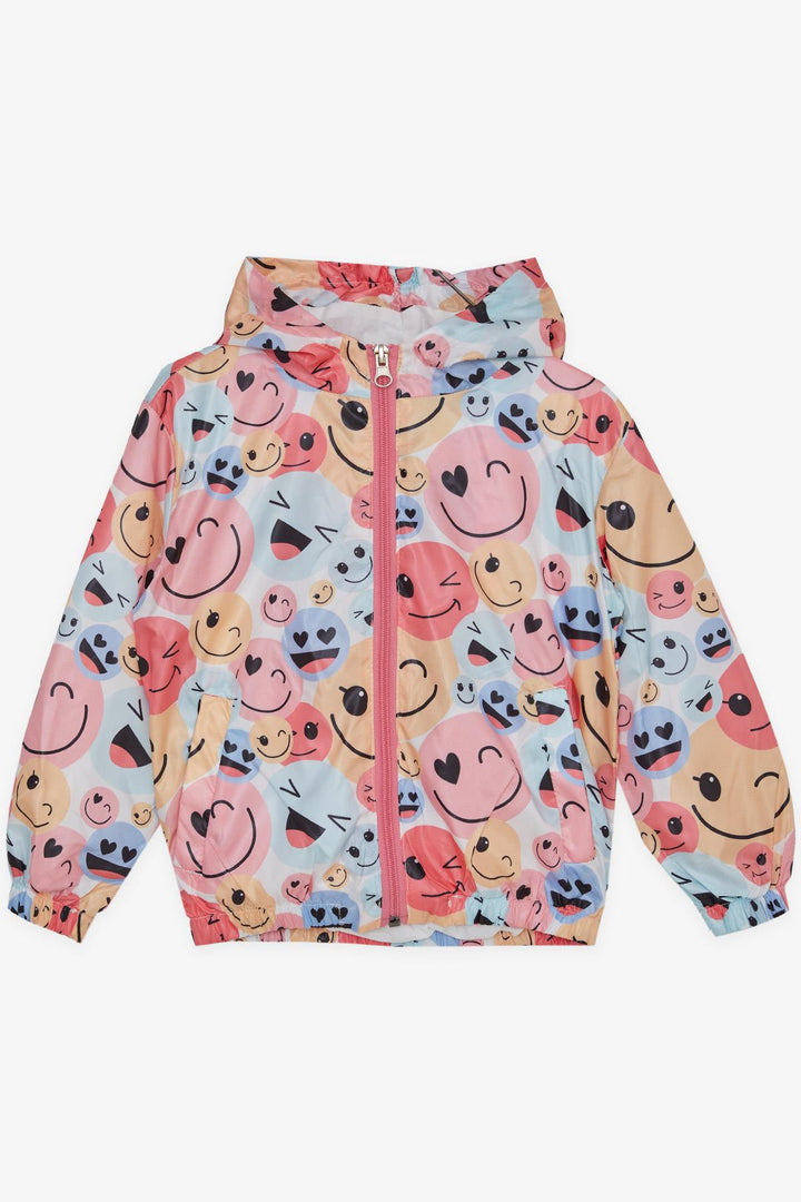 BRE Breeze Girl Child Raincoat with Happy Emojis Pattern, 1-5 Years, Mixed Color - Nashua
