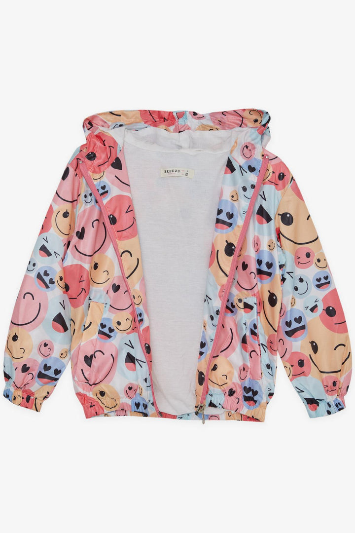 BRE Breeze Girl Child Raincoat with Happy Emojis Pattern, 1-5 Years, Mixed Color - Nashua