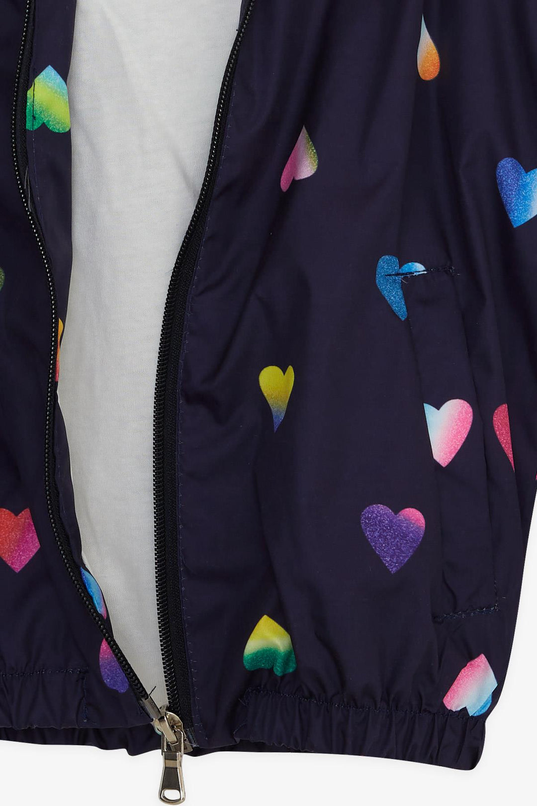 BRE Breeze Girl Child Raincoat Colorful Heart Patterned 1-5 Years, Navy Blue - Finchley