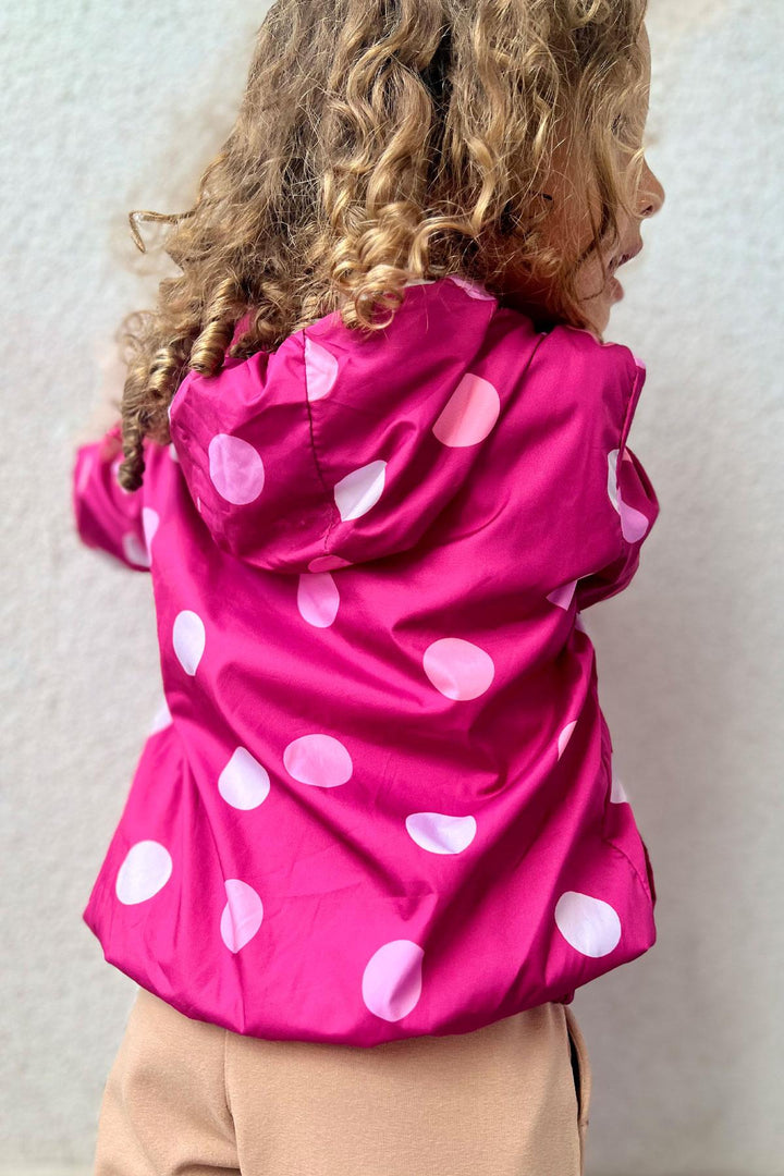 BRE Breeze Girl Child Raincoat Colorful Polka Dot Patterned 1-5 Years, Fuchsia - Hürth