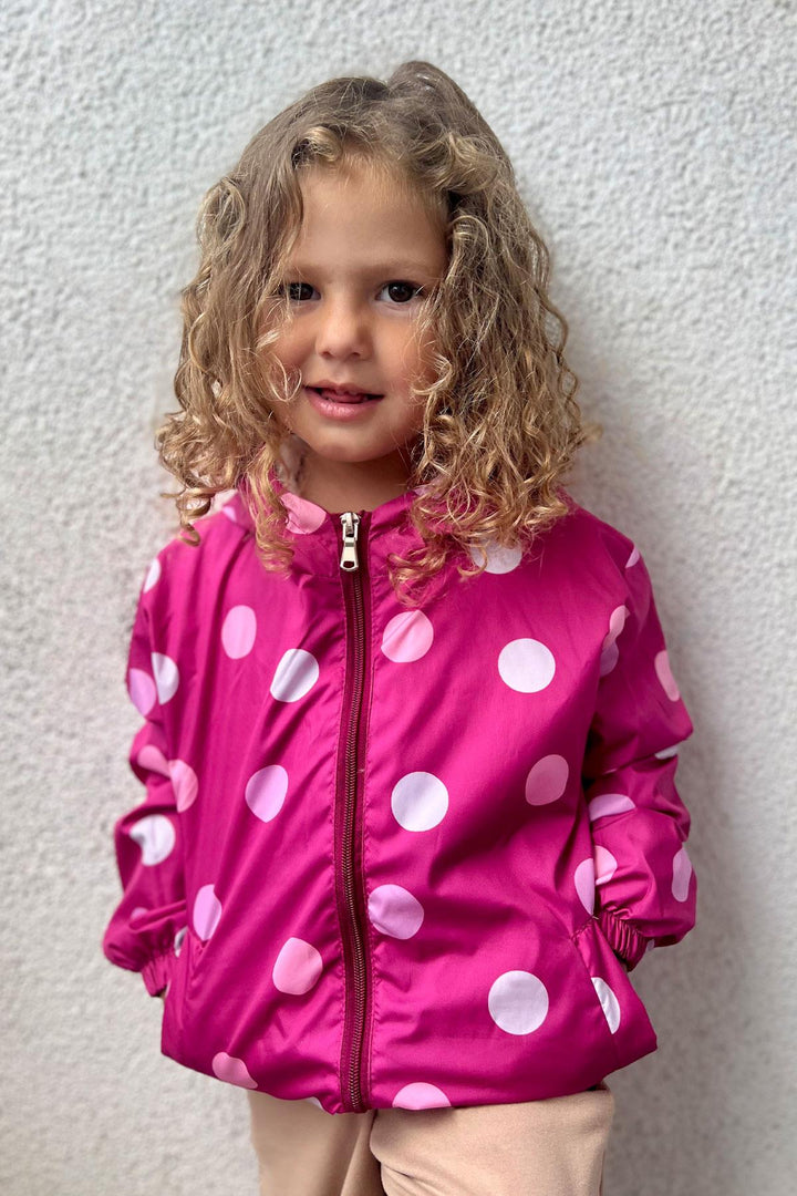 BRE Breeze Girl Child Raincoat Colorful Polka Dot Patterned 1-5 Years, Fuchsia - Hürth