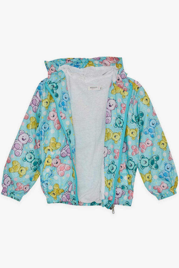 BRE Breeze Girl Child Raincoat Cute Bear Patterned 1-5 Years, Water Green - Kaunas