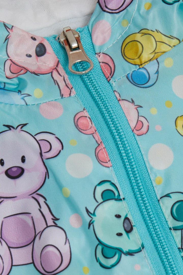 BRE Breeze Girl Child Raincoat Cute Bear Patterned 1-5 Years, Water Green - Kaunas